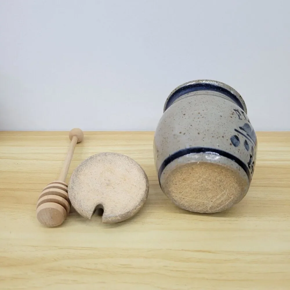 Plimoth 1620 Stoneware Honey Pot with Lid and Dipper – Historic Reproduction - Picture 8 of 12